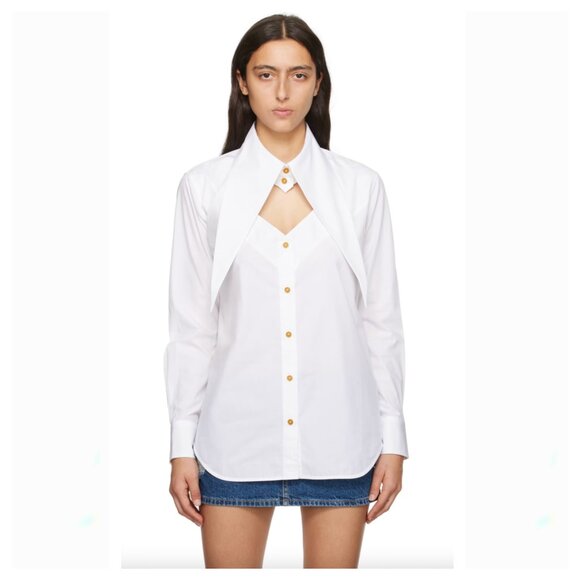 VIVIENNE WESTWOOD White Heart Cutout Button Down Long Sleeve Shirt